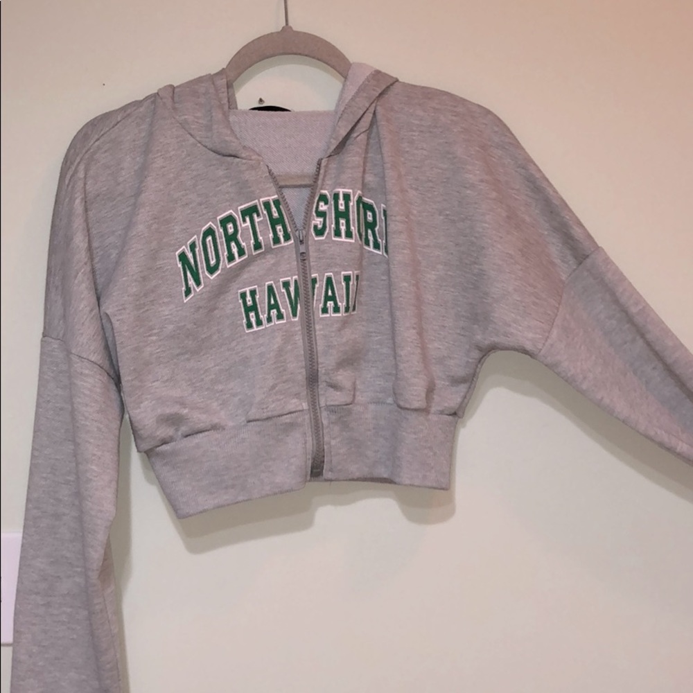 cropped zip up sweatshirt